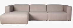 3 deler m/sjeselong venstre beige - 314x154x73 cm