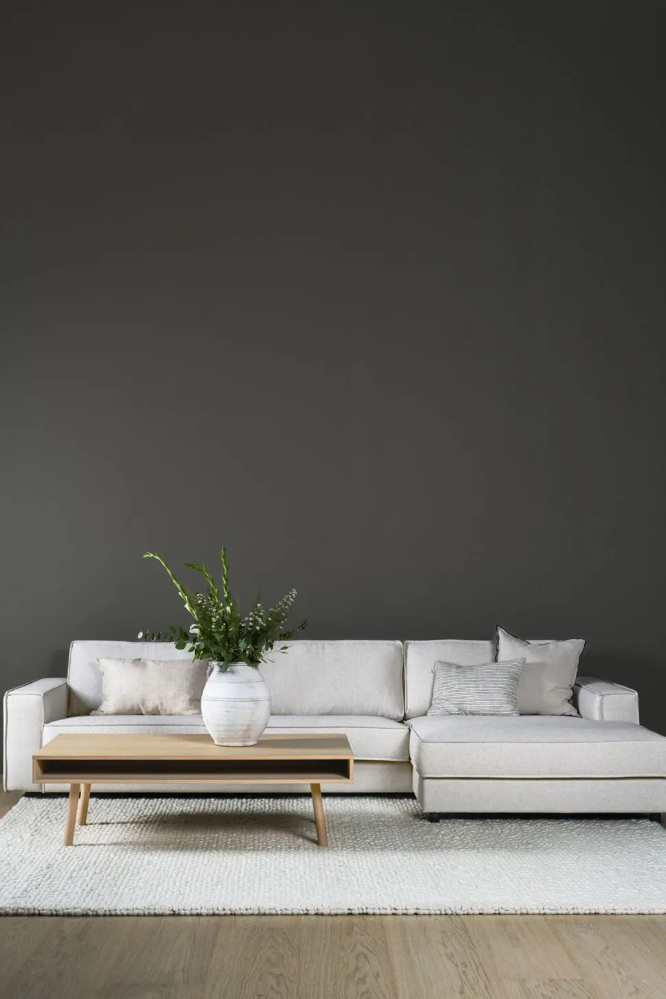 3 seter med sjeselong høyre natur - 315x156x79 cm