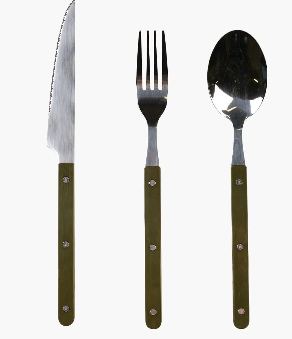Bestikk 3 deler grønn - 3 stk