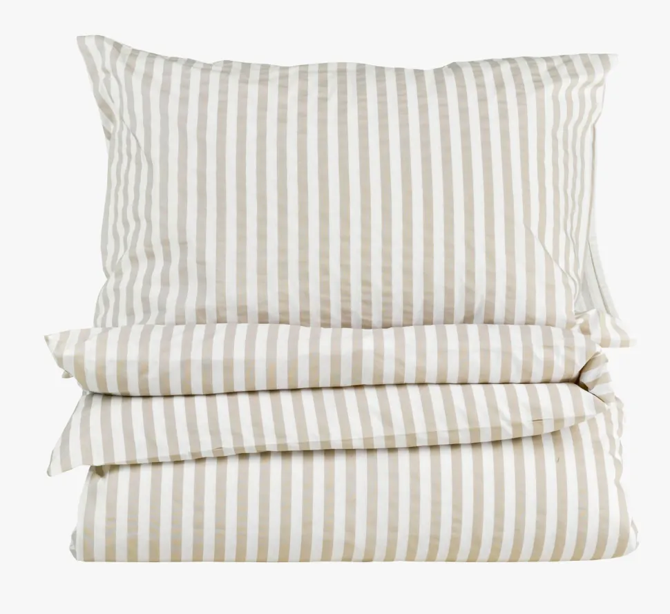 Bomull sengesett beige - 140x200 cm