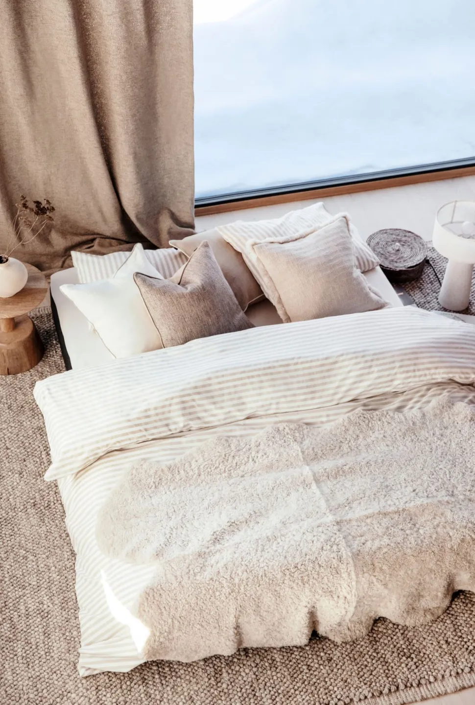Bomull sengesett beige - 140x200 cm