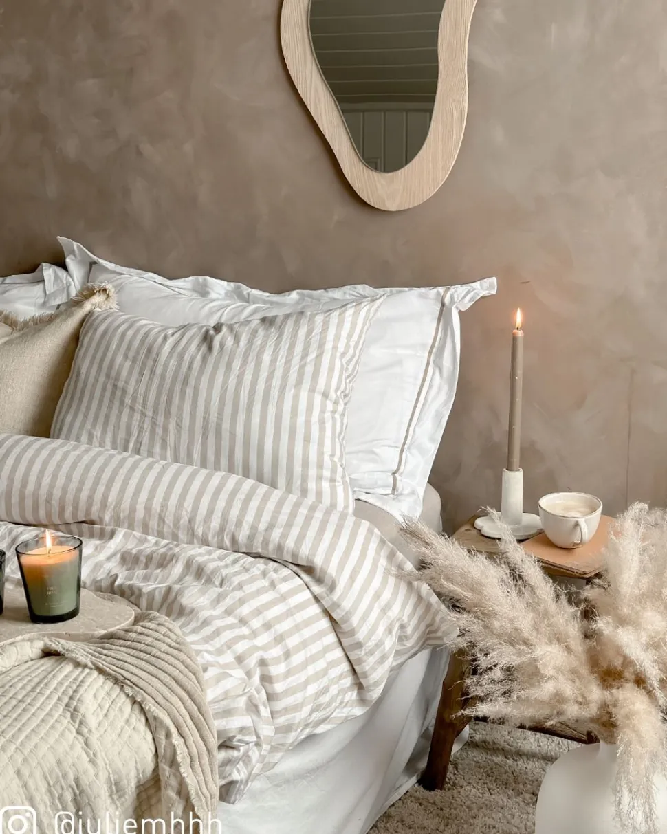 Bomull sengesett beige - 140x200 cm