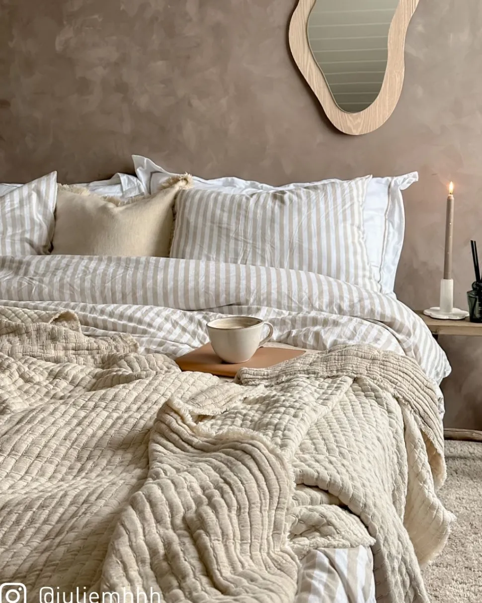 Bomull sengesett beige - 140x200 cm