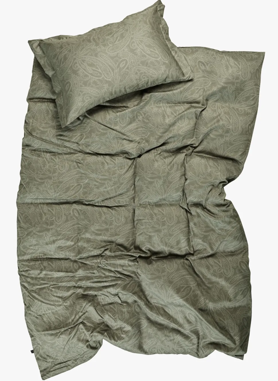 Egyptisk bomull sateng sengesett olivengrønn - 140x200 cm