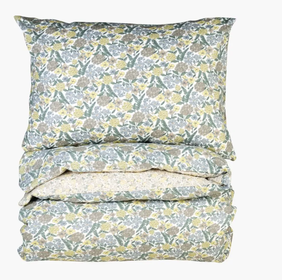 Flanell sengesett multi grønn - 140x200 cm