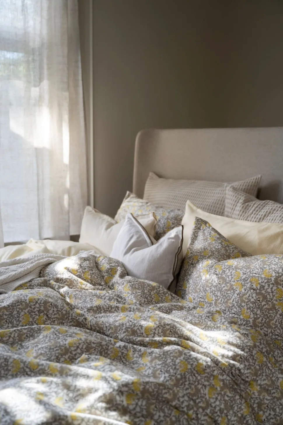 Flanell sengesett multi gul - 140x200 cm
