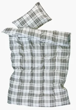 Flanell sengesett olivengrønn - 140x200 cm