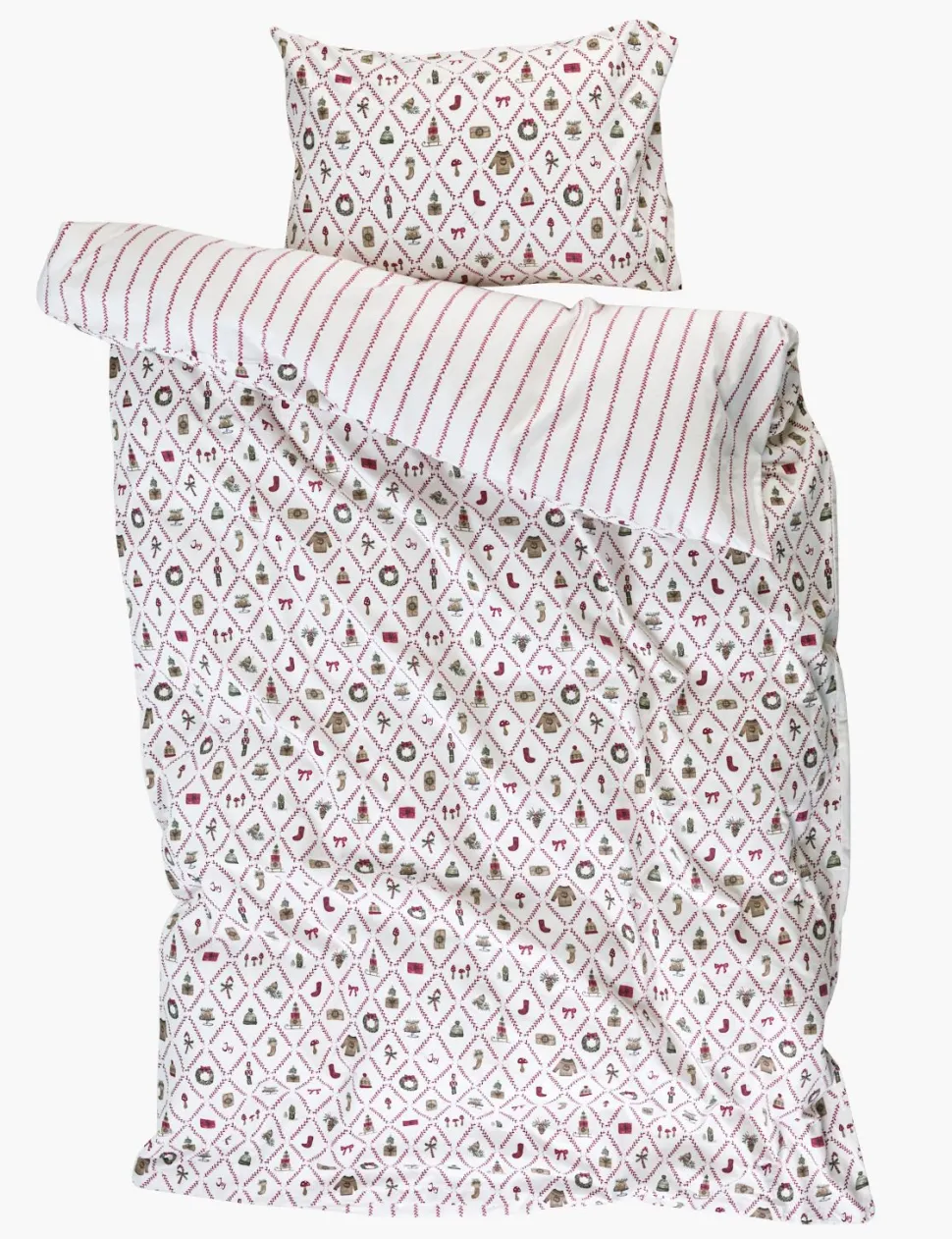 Flanell sengesett multi rød - 140x200 cm