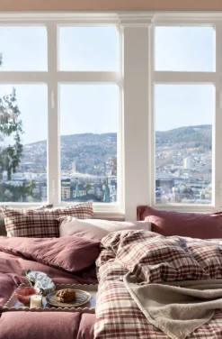 Garnfarget flanell sengesett multi rosa - 140x200 cm