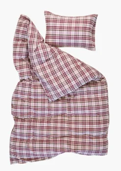 Garnfarget flanell sengesett multi rosa - 140x200 cm
