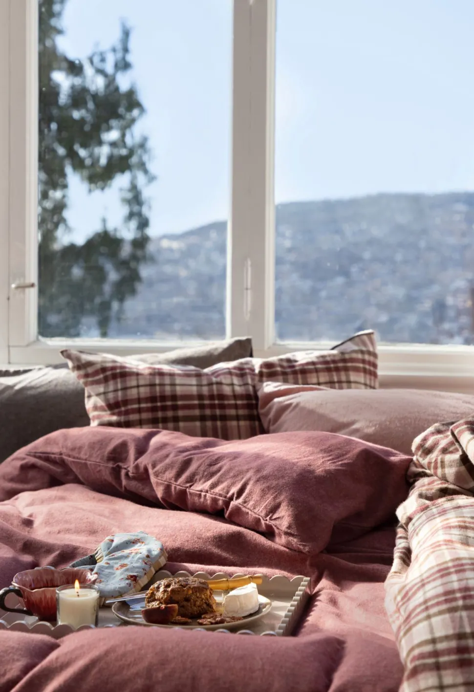 Garnfarget flanell sengesett multi rosa - 140x200 cm