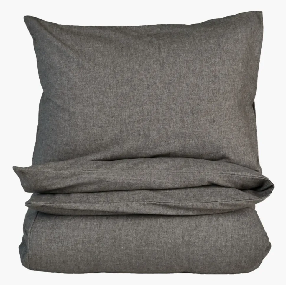 Garnfarget flanell sengesett brun - 140x200 cm