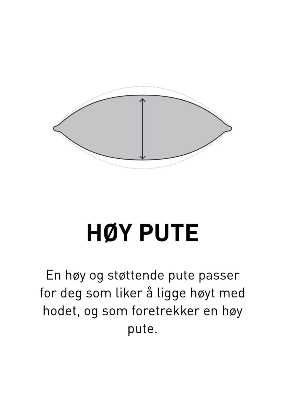 Høy dunpute hvit - 50x70 cm