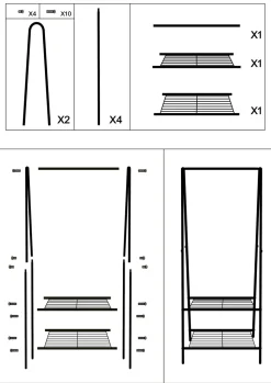Klesstativ hvit - 60x45x152 cm