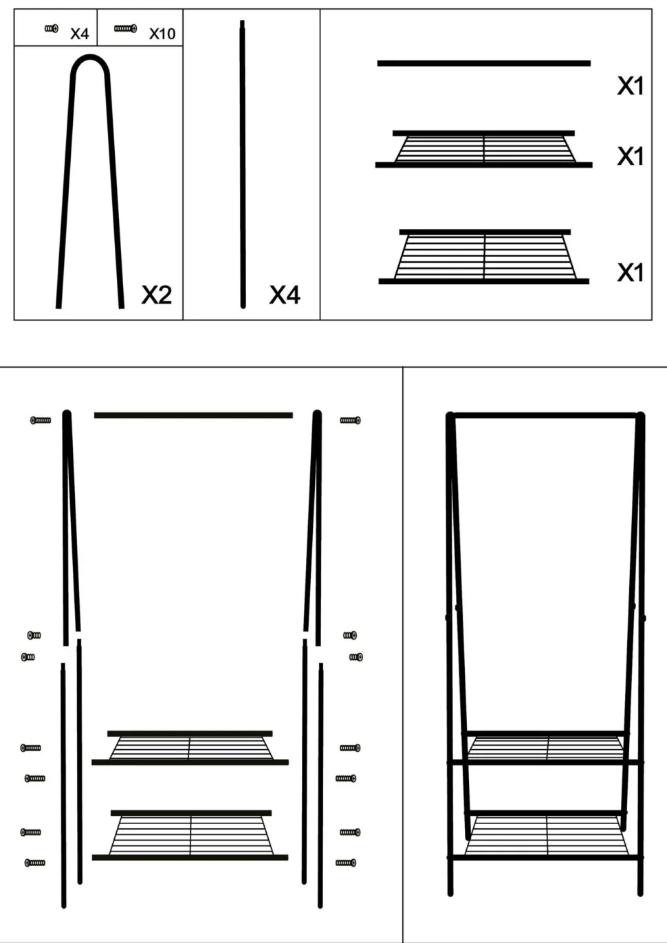 Klesstativ svart - 60x45x152 cm
