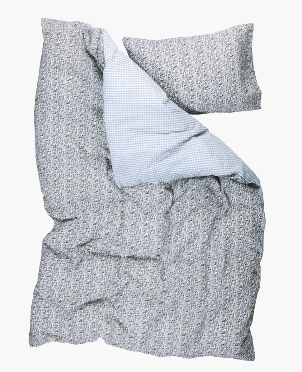 Krepp sengesett multi blå - 140x200 cm