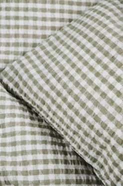 Krepp sengesett olivengrønn - 140x200 cm