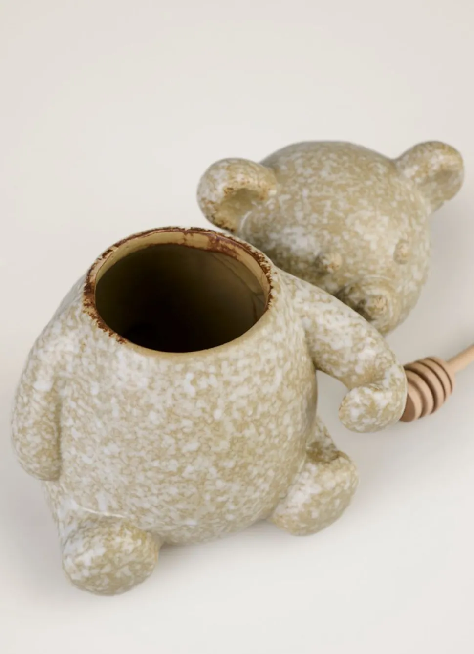 Krukke m/lokk beige - 13,5x10,5x9,5 cm