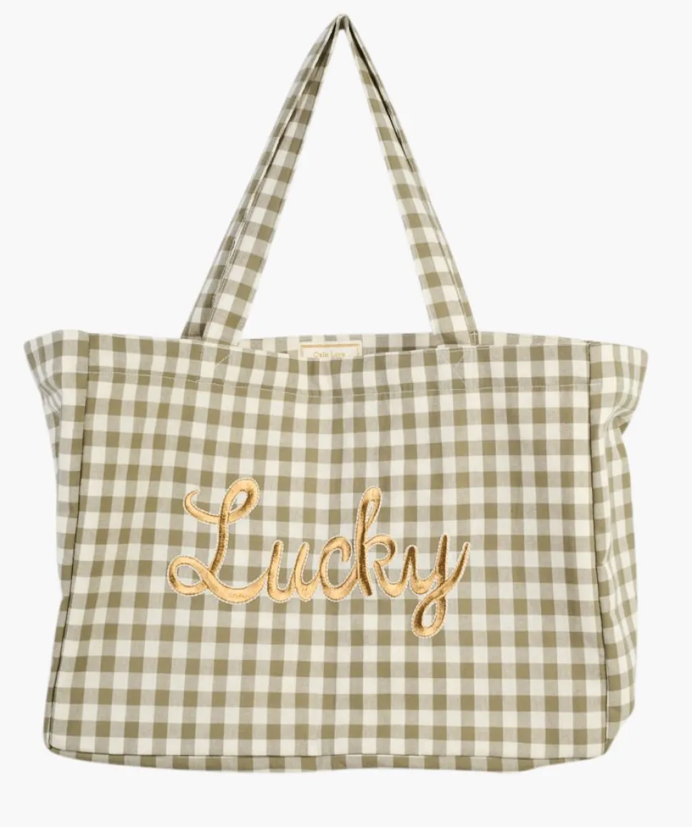 Liten tote bag olivengrønn - 33x43 cm