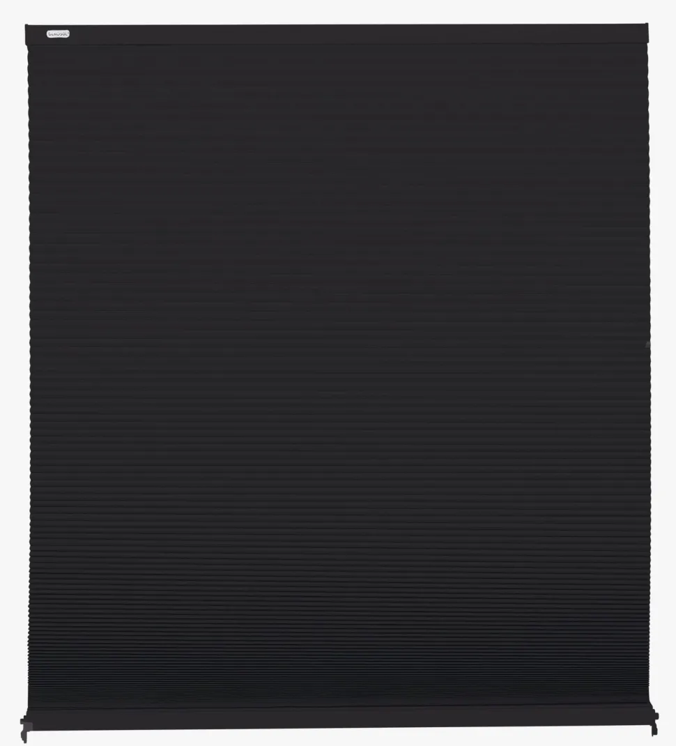 Lystett dobbel plisségardin svart - 60x160 cm