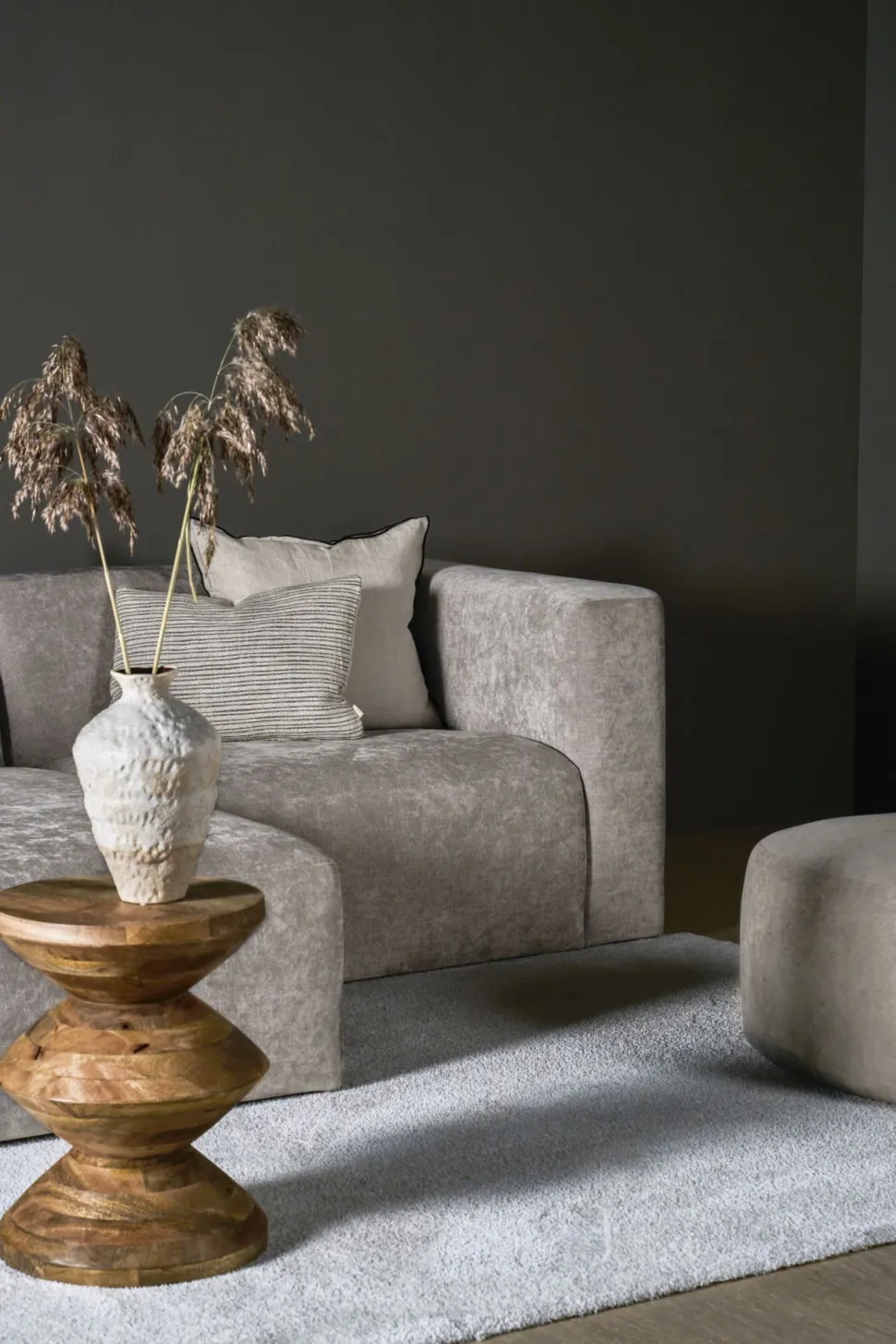 Modulsofa 1,5 seter m/armlene høyre grå - 110x93x73 cm