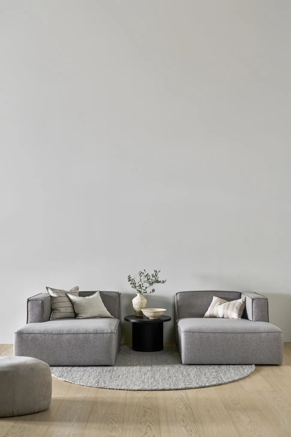 Modulsofa sjeselong venstre grå - 114x154x73 cm
