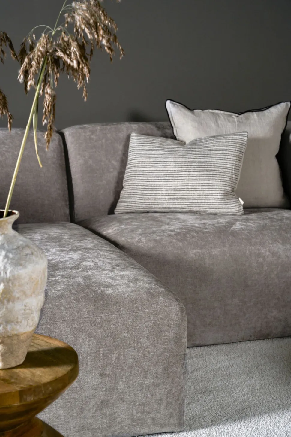 Modulsofa sjeselong venstre grå - 114x154x73 cm