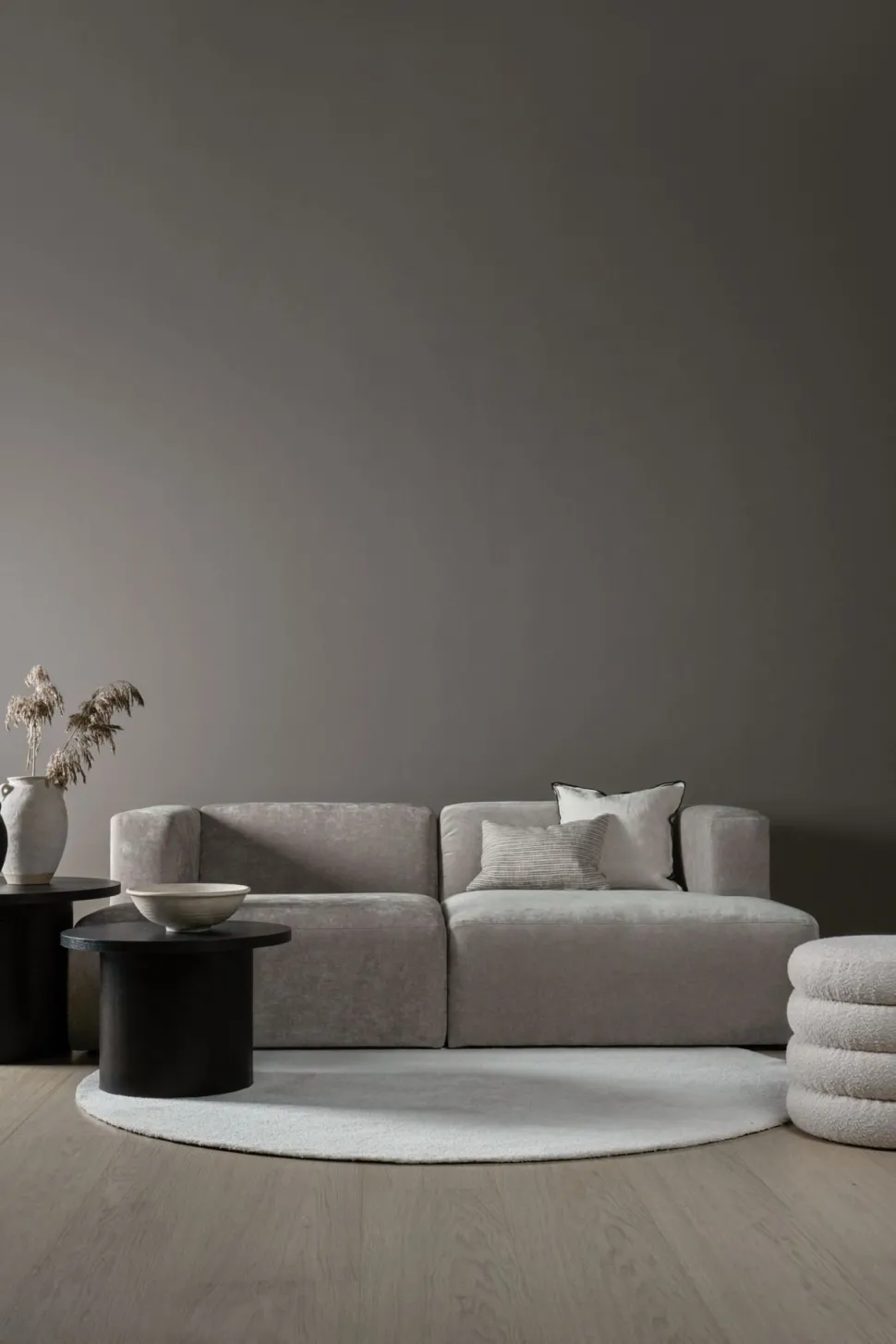 Modulsofa sjeselong venstre grå - 114x154x73 cm