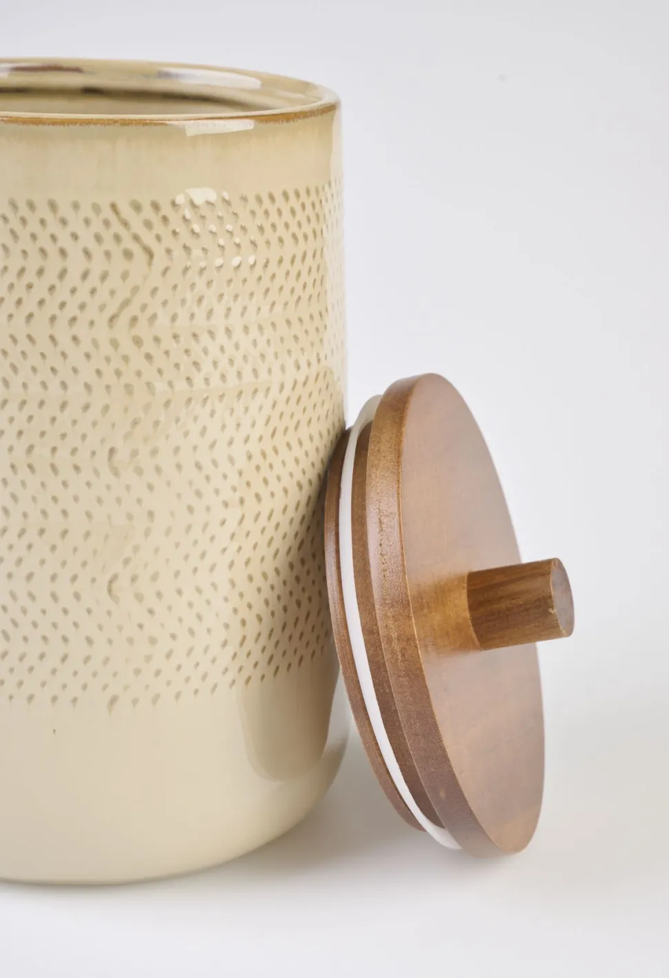 Oppbevaringskrukke beige - 15x15x23,5 cm