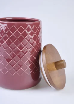 Oppbevaringskrukke mørk rød - 14x14x20,5 cm