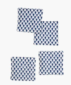4pk drikkebrikke blå - 10x10 cm