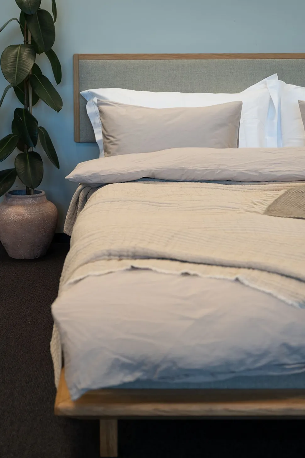 Sengegavl naturoljet beige - 199x3x55 cm