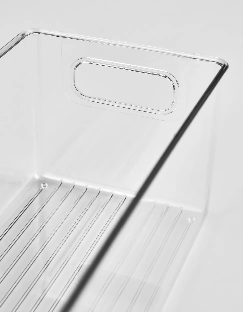 Smal oppbevaringsboks transparent - 9,7x26,5x15,5 cm