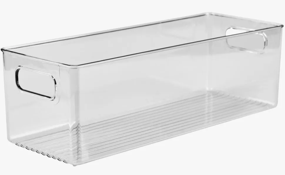 Smal oppbevaringsboks transparent - 9,7x26,5x15,5 cm