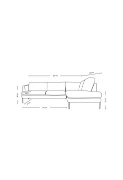 Sofa åpen ende høyre beige - 269x220x80 cm