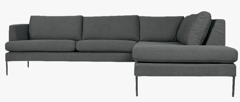 Sofa åpen ende høyre grå - 269x220x80 cm