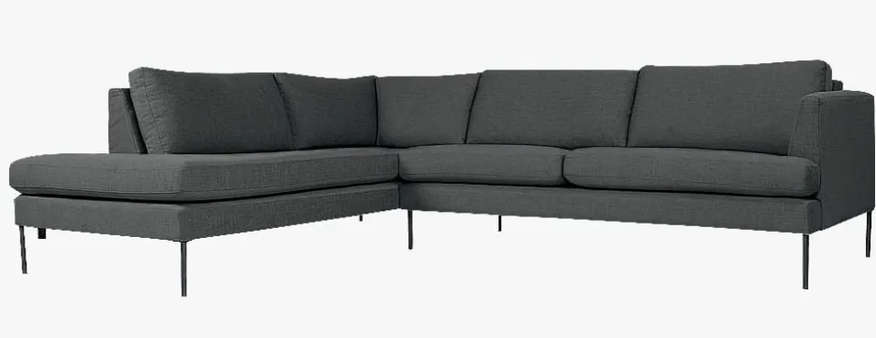 Sofa åpen ende venstre grå - 269x222x80 cm