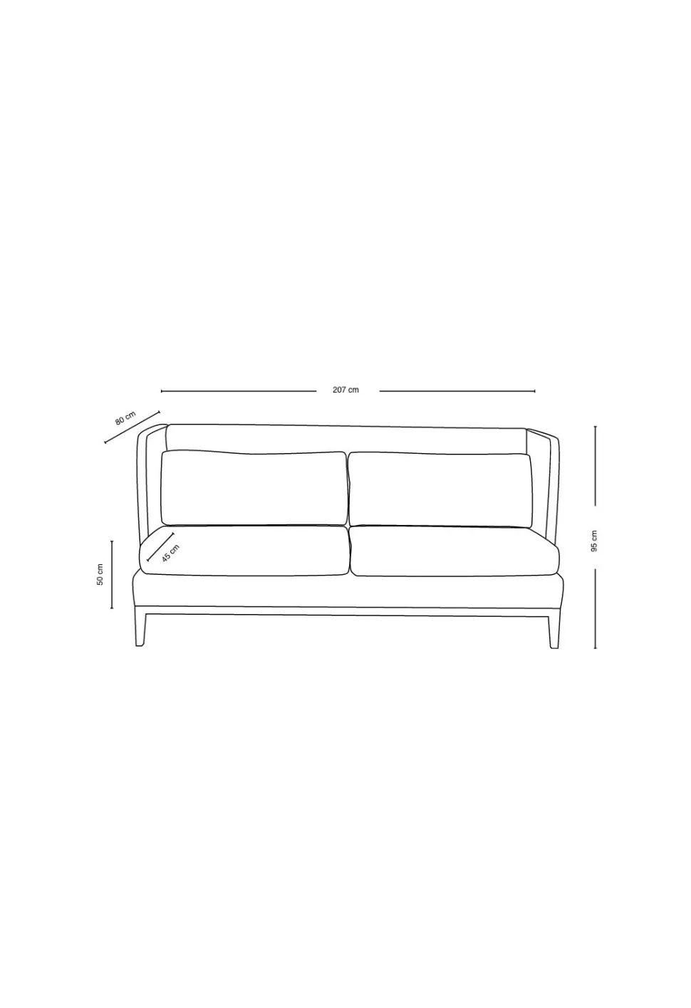 Spisestuesofa beige - 202x78x97 cm
