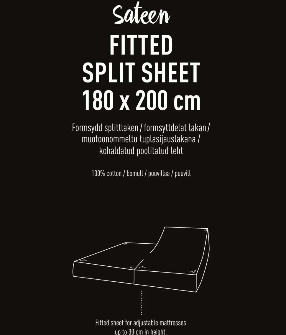Splittlaken hvit - 180x200 cm