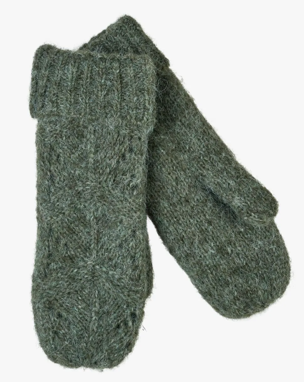 Strikkevotter olivengrønn - 10x23 cm
