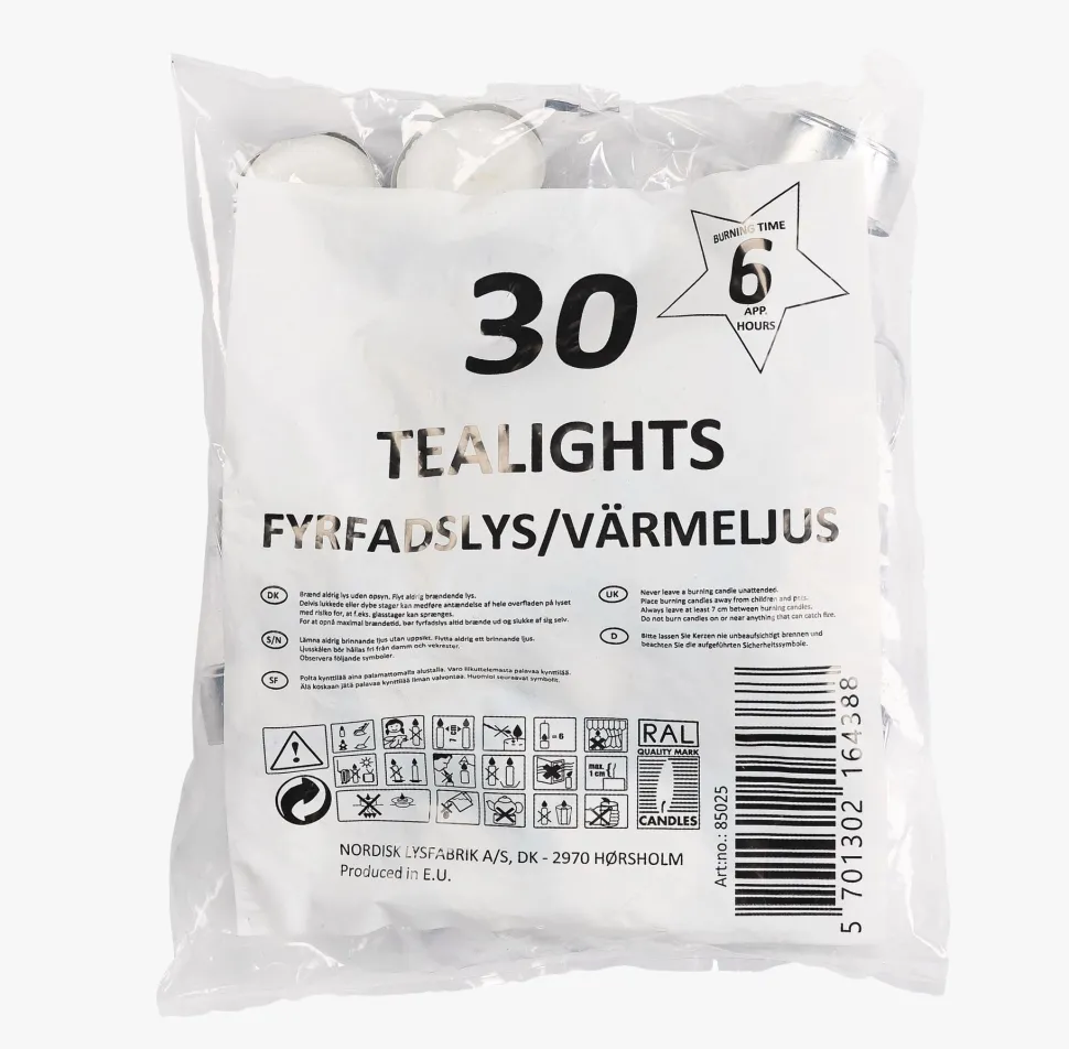 Telys hvit - 30 stk