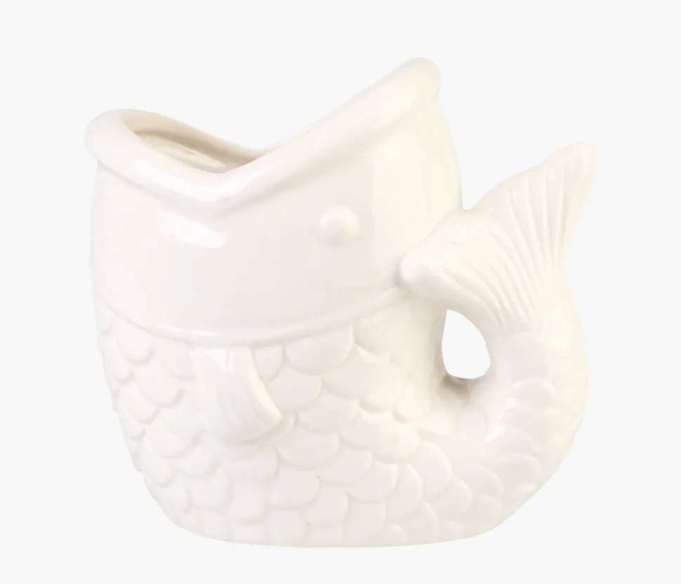Vase hvit - 16,2x10,8x15,3 cm